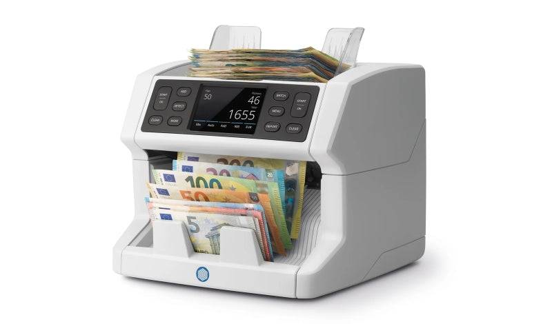 Safescan 2865-S Contadora de Billetes - Puede Contar Billetes Mezclados - Pantalla Tactil - Capacità hasta 500 Billetes - 1200 Billetes por Minuto - Deteccion de Billetes Falsos en 7 Puntos