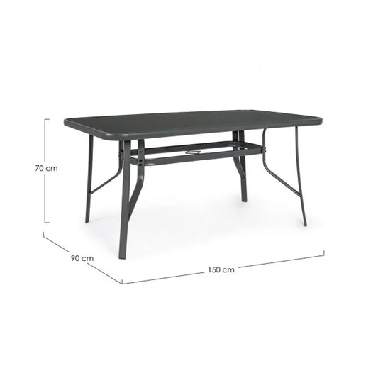 Tavolo Rettangolare Martinez 150X90 con Piano in Vetro Temperato