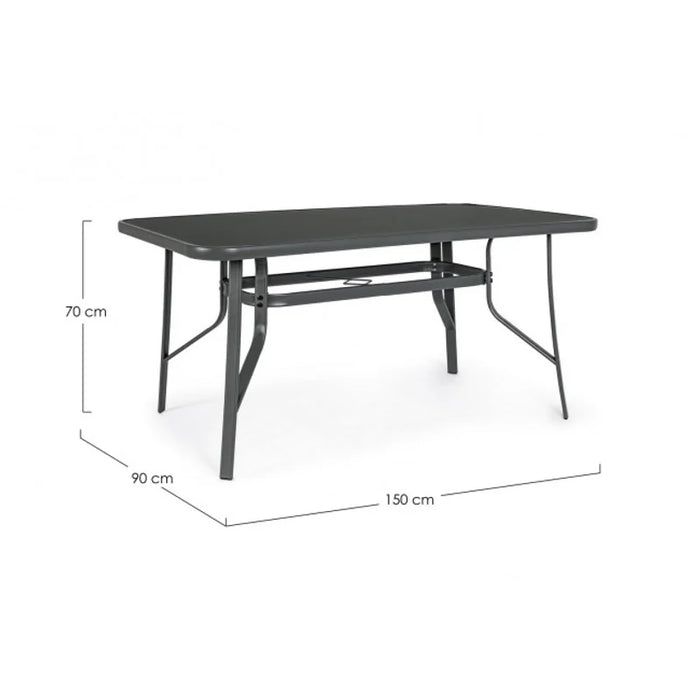 Table rectangulaire Martinez 150X90 avec plateau en verre trempé