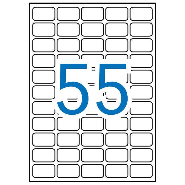 Apli Confezione da 5.500 Etichette Rettangolari 36,8 x 23,8mm - 100 Fogli da 55 Etichette - Adesivo Rimovibile - Angoli Arrotondati - Colore Bianco