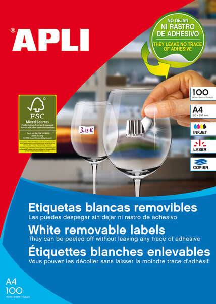 Apli Confezione da 2.400 Etichette Bianche Angoli Dritti 64,6 x 33,8mm - Adesivo Rimovibile - Adatte per Stampante e Fotocopiatrice