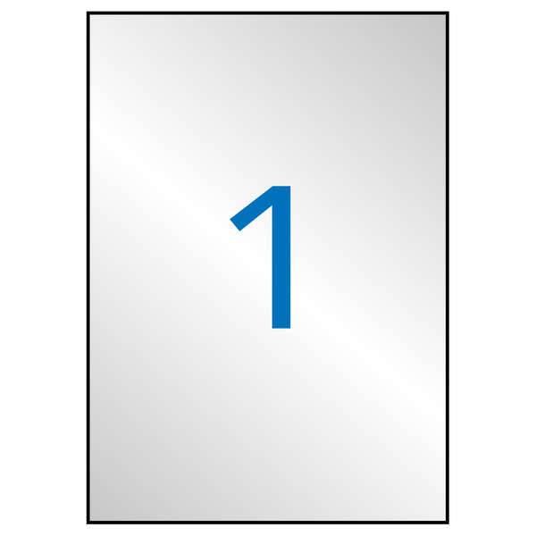 Apli Confezione da 20 Etichette 210x297mm - Adesivo Permanente - Angoli Dritti - Colore Argento
