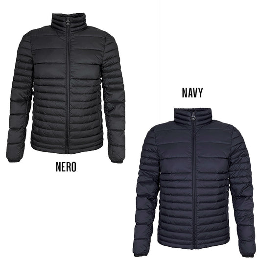 Giubbotto leggero nero imbottito con collo alto e zip frontale, ideale per inverno, tessuto resistente e caldo, SKU: 4065264341784