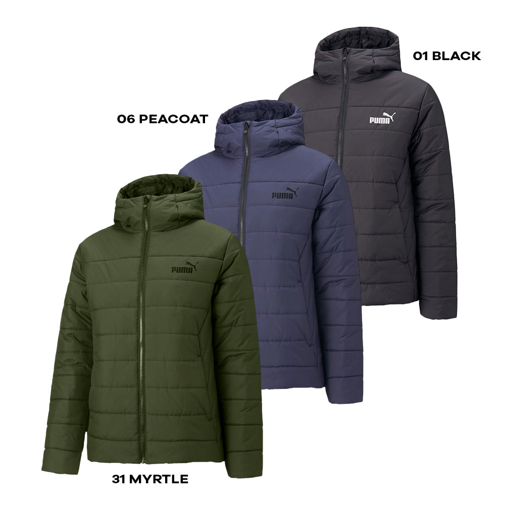Giacca imbottita Puma con cappuccio, colore nero, materiale resistente, ideale per freddo e pioggia, logo Puma visibile - SKU: 4064537771082