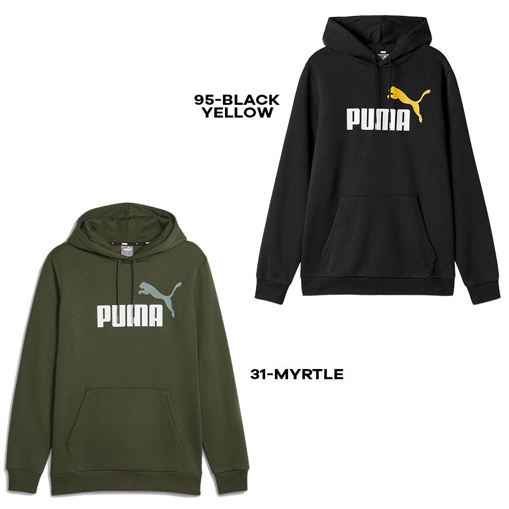 Felpa con cappuccio Puma in tessuto felpato nero con logo grande Puma e dettagli in giallo, comoda e casual, ideale per sport e tempo libero - SKU: sku-53900977176925