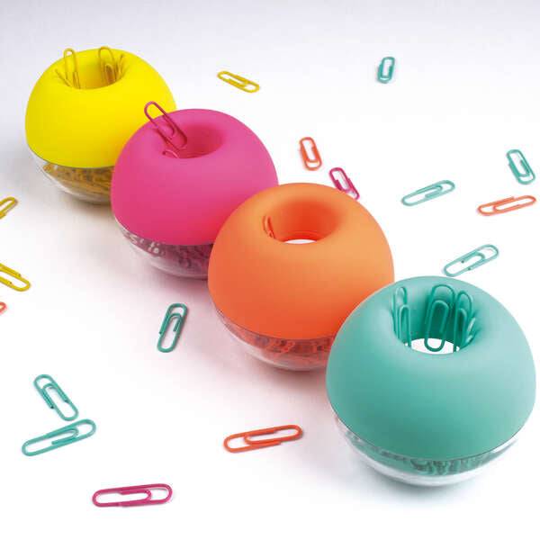 Apli Fluor Collection Espositore di Clip - Ø 70x60 mm - 8 Dispenser in 4 Colori - Coperchio Magnetico "Soft Touch" - Include 50 Clip