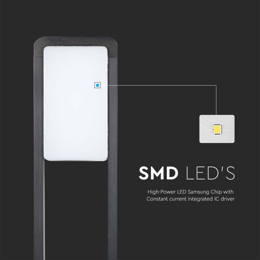 Lampada da terra LED moderna con struttura nera e pannello luminoso bianco, ideale per illuminazione esterna, SKU: 2120114