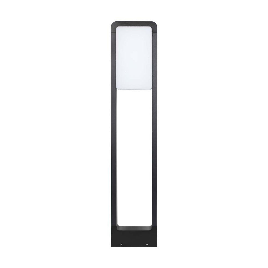 Lampada da terra moderna in metallo nero con pannello LED bianco, dimensioni 163x57x800mm, ideale per illuminazione esterna e vialetti.