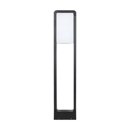Lampada da terra moderna in metallo nero con pannello LED bianco, dimensioni 163x57x800mm, ideale per illuminazione esterna e vialetti.