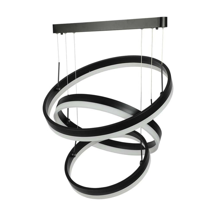 Lampadario LED Sospensione 3 Cerchi 86W Nero 3000K – V-TAC