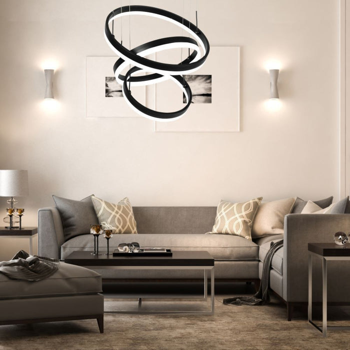 Lampadario LED Sospensione 3 Cerchi 86W Nero 3000K – V-TAC