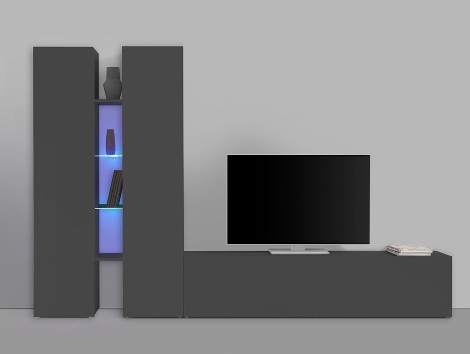 Soggiorno MARUSKA n°10 - Parete Attrezzata 280 cm con Porta TV, Colonne e Mensole