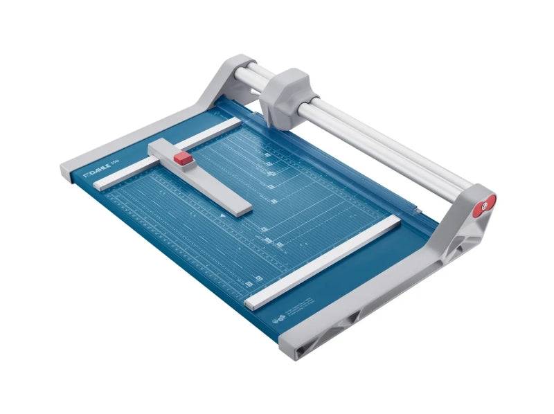 Dahle 550 Taglierina Professionale Rullo Formato A4 - Capacità 20 Fogli - Lama Circolare Autaffilante Acciaio - Due Arresti Angolari