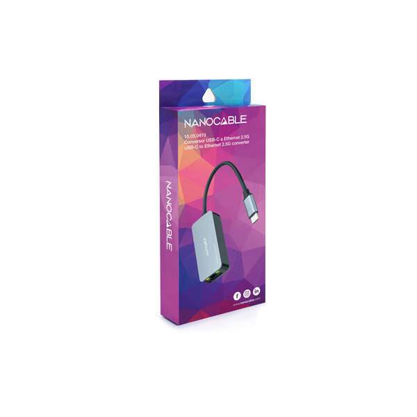 Nanocable Convertitore USB-C 3.2 GEN1 Ethernet 2.5G 15cm - Colore Grigio