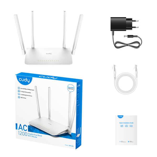 Cudy WR1300 Smart Router WiFi AC1200 Dual Band - 1x Porta Wan 1000/100/10 Mbps e 4x Porte Lan 1000/100/10 Mbps - 4 Antenne Esterne
