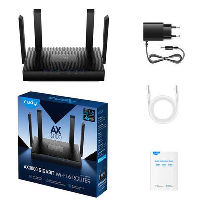 Cudy WR3000 Smart Router WiFi 6 AX3000 Doppia Banda - 1x Porta Wan 1000/100/10 Mbps e 3x Porte Lan 1000/100/10 Mbps - 4 Antenne Esterne