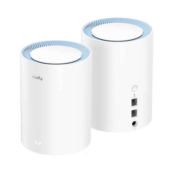 Cudy M1200 Confezione 2 Sistemi WiFi Mesh AC1200 Dual Band - 867Mbps in 5GHz, 300Mbps in 2,4GHz - 1x Porta LAN 10/100Mbps, 1x Porta WAN 10/100Mbps - 2 Antenne Interne