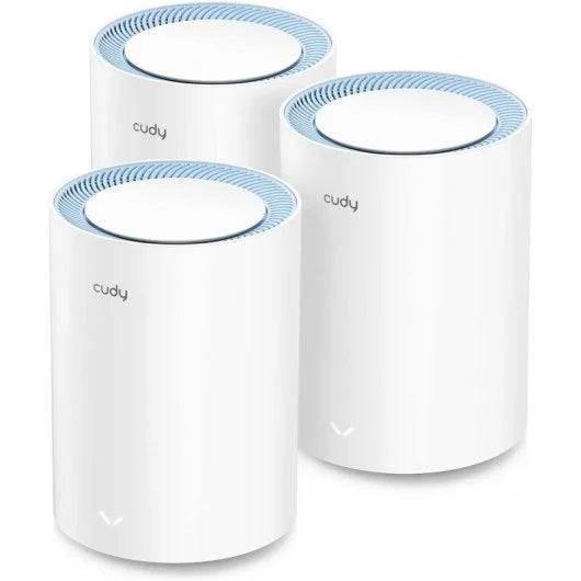 Cudy M1200 Pack 3 Sistemi WiFi Mesh AC1200 Dual Band - 867Mbps su 5GHz, 300Mbps su 2,4GHz - 1x Porta LAN 10/100Mbps, 1x Porta WAN 10/100Mbps - 2 Antenne Interne