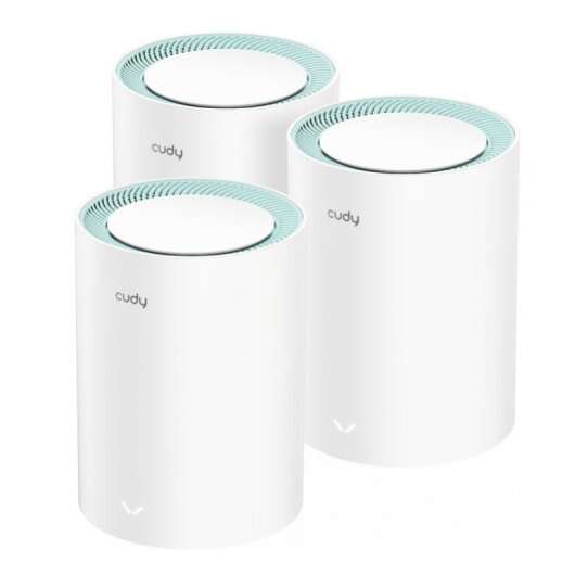Cudy M1300 Pack 3 Sistemi WiFi Mesh AC1200 Dual Band - 867Mbps a 5GHz, 300Mbps a 2,4GHz - 1x Porta LAN 1000/100/10Mbps, 1x Porta WAN 1000/100/10Mbps - 2 Antenne Interne