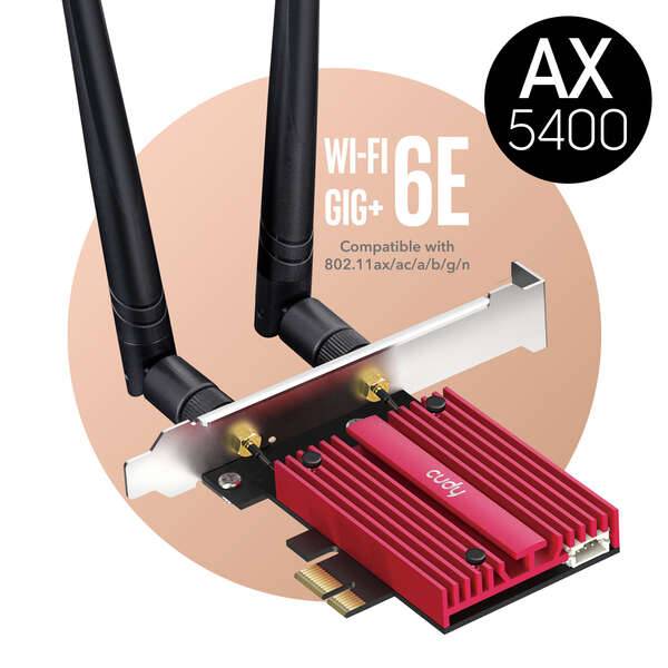 Adattatore di Rete Cudy WE3000S PCI-e AX5400 WiFi 6E Tri-Banda - Bluetooth 5.2 - 2 Antenne Esterne