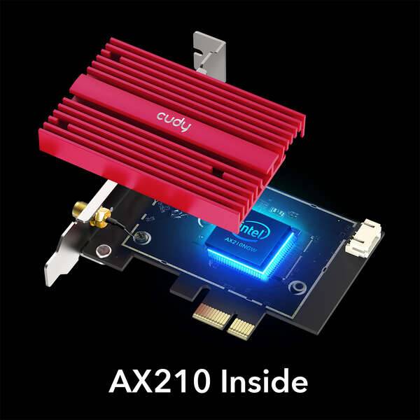 Adattatore di Rete Cudy WE3000S PCI-e AX5400 WiFi 6E Tri-Banda - Bluetooth 5.2 - 2 Antenne Esterne