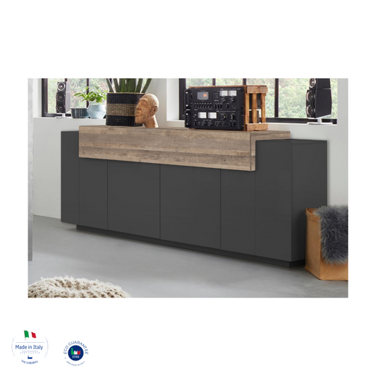 Credenza Corona 4A 200 cm Anthracite/Oak 356