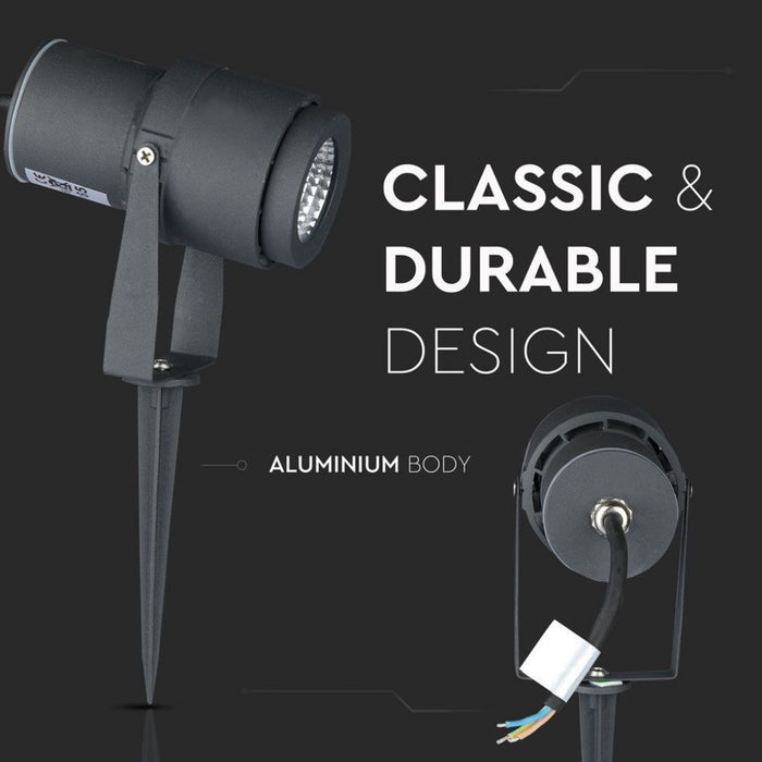Faretto LED da Giardino con Picchetto 12W Grigio 4000K