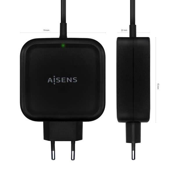 Aisens Caricabatterie 65W PD3.0 QC3.0 1xUSB-C 1.2m - Colore Nero