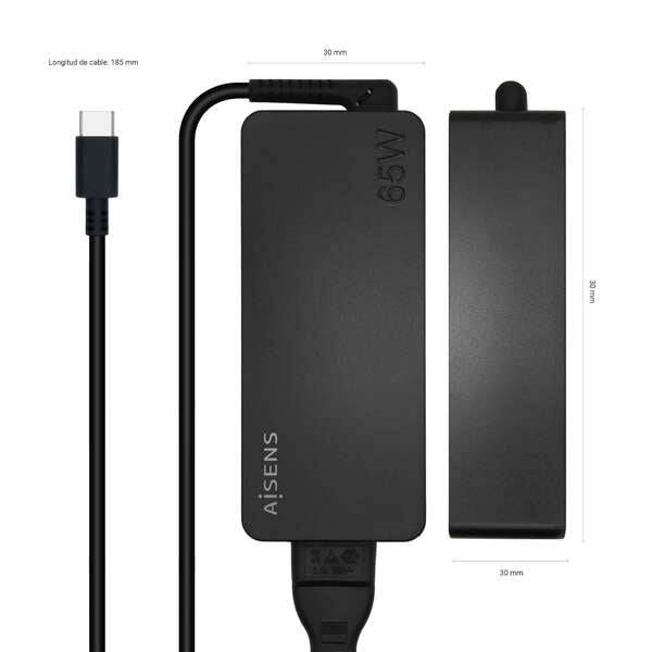 Aisens Caricabatterie 65W PD3.0 1xUSB-C 1.8m - Colore Nero
