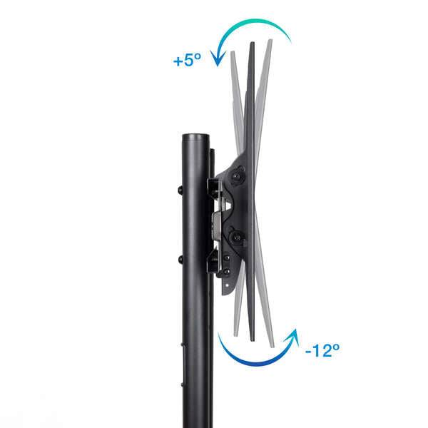 Tooq Ramses Supporto da Pavimento con Ruote per Schermi da 37" a 70" - Blocco Ruote - Ripiano - Gestione Cavi - Peso Max 50kg - VESA Max 600X400mm - Colore Nero