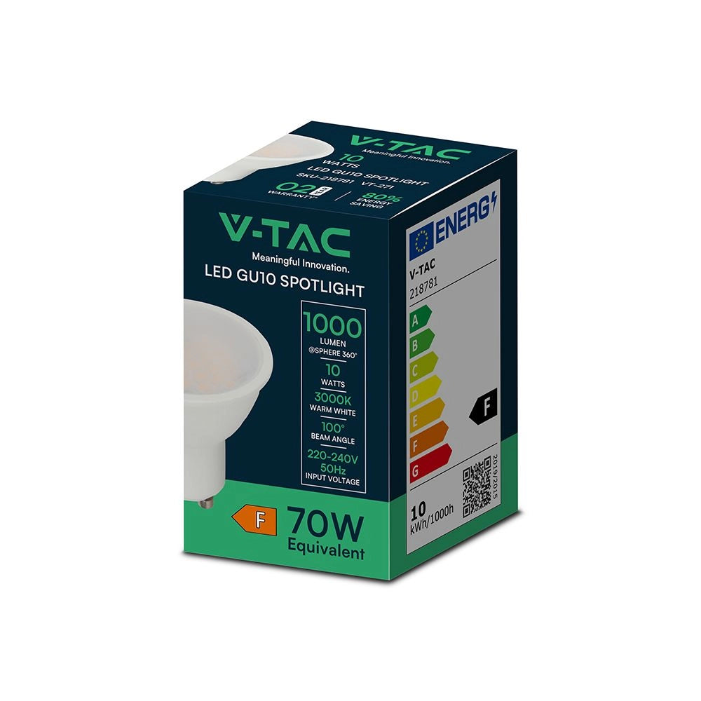 Confezione di lampadina LED GU10 10W 4000K, luce bianca neutra, alta efficienza energetica, 1000 lumen, SKU: 218791