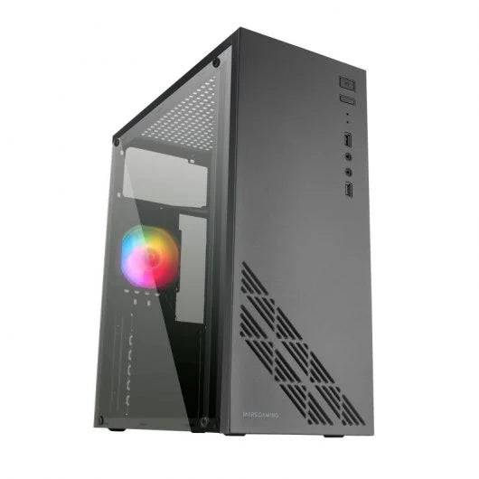 Mars Gaming MC100 Case Semi-Tower ATX, Micro ATX, Mini-ITX - Pannello Laterale Acrilico - Dimensione HDD 2.5", 3.5" - USB-A 3.0, USB-A 2.0 e Audio - Ventilatore 90mm FRGB Incluso - Supporta Raffreddamento a Liquido