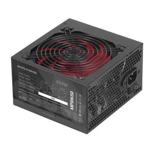 Mars Gaming MPIII650 Alimentatore 650W ATX - 85% di Efficienza - PFC Attivo - Silenzioso