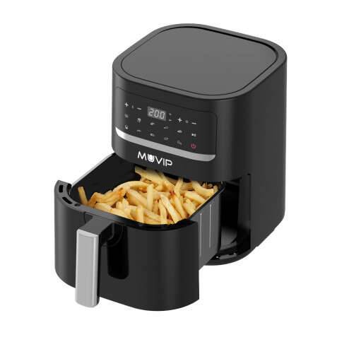 Muvip Friggitrice ad Aria Calda 4.5L 1600W Display Tattile - 10 Programmi Preimpostati - Cucina con l'80% Meno Grasso - Pentola Antiaderente - Temperatura Regolabile 50-200ºC - Colore Nero