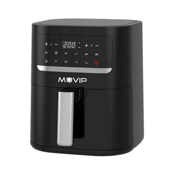 Muvip Friggitrice ad Aria Calda 4.5L 1600W Display Tattile - 10 Programmi Preimpostati - Cucina con l'80% Meno Grasso - Pentola Antiaderente - Temperatura Regolabile 50-200ºC - Colore Nero