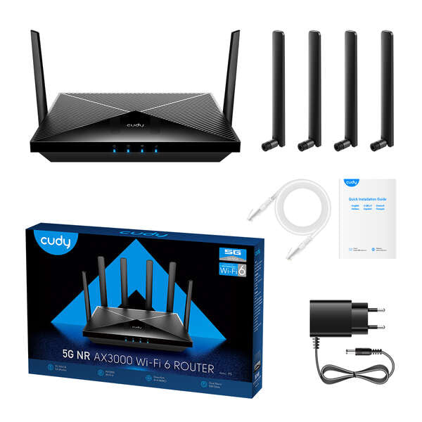 Router Cudy P5 5G SA/NSA AX3000 Wi-Fi 6 CPE Dual Band - 4x Porte Lan 1000/100/10 Mbps - 6 Antenne Esterne
