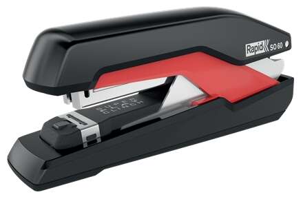 Rapid Supreme SO60 Cucitrice da Tavolo - fino a 60 Fogli - Per Punti Metallici 24/6-8+, 26/6-8+ - Cucitura Piatta - Colore Nero/Rosso