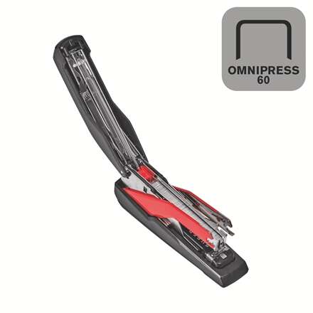 Rapid Supreme SO60 Cucitrice da Tavolo - fino a 60 Fogli - Per Punti Metallici 24/6-8+, 26/6-8+ - Cucitura Piatta - Colore Nero/Rosso