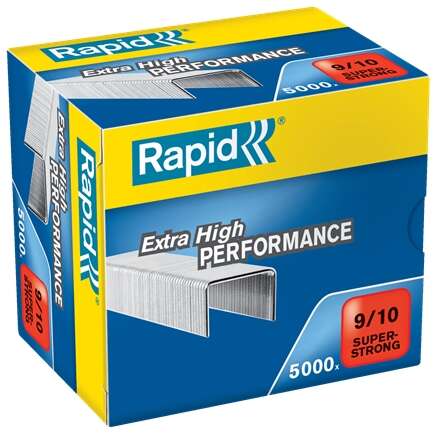 Rapid Super Strong Scatola 5000 Punti Metallici 9/10 - da 40 a 70 Fogli - Filo Galvanizzato Superrinforzato - Gambo 10mm