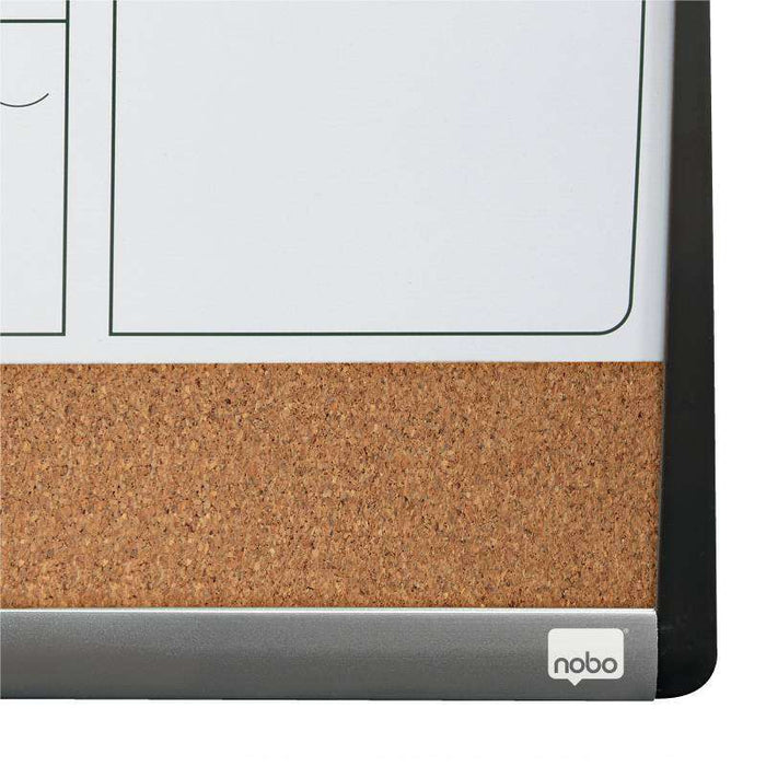 Nobo Pianificatore Lavagna Magnetica Piccola con Bacheca in Sughero 585x430mm - Settimanale e Mensile - Cornice Argento e Nero - Include Pennarello