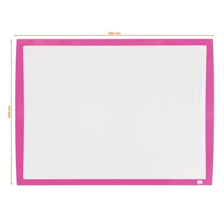 Nobo Lavagna Bianca Magnetica 585x430mm - Include Mini Pennarello per Lavagna, Magneti Stampati e Cancellino - Colore Fucsia