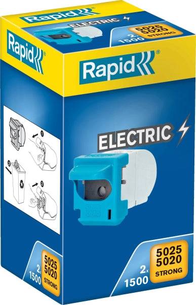 Rapid R5025 Confezione 2 Cartucce con 1.500 Punti Metallici Ciascuna - Pinzatura fino a 25 Fogli di Carta - Caricamento Facile - Brevettato - Ricambio Pezzi