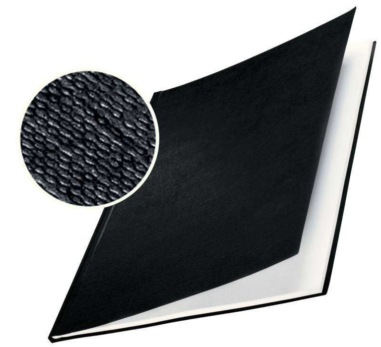 Leitz Confezione 10 Copertine Rigide Impressbind 7mm - Capacità 36-70 Fogli A4 - Rilegatura Alta Qualità - Esterno Superficie Lino Laccata - Carta Bianca Senza Acido - Colore Nero