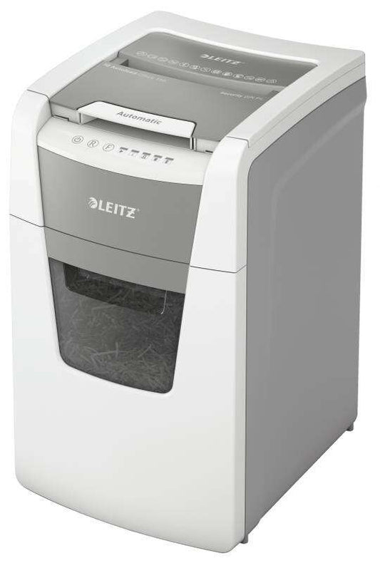 Leitz IQ 150 Autofeed P4 Distruggidocumenti Automatico Taglio a Frammenti P-4 - Alimentazione Automatica 150 Fogli, Manuale 8 Fogli - Vaschetta 44L - Colore Bianco