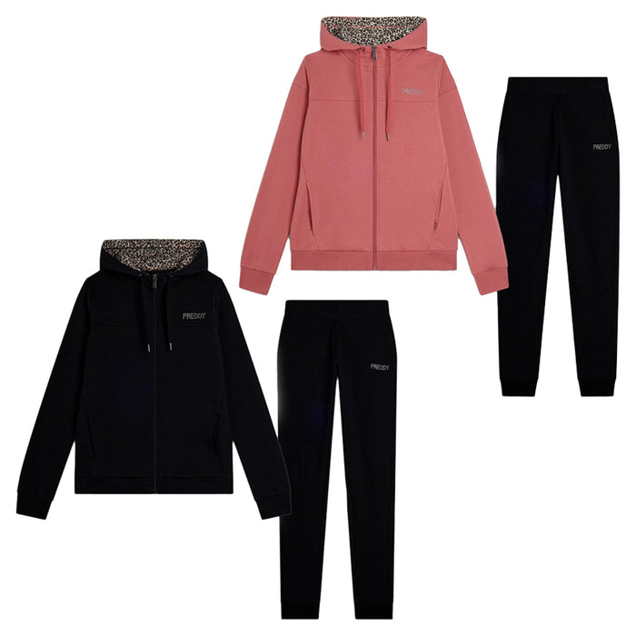 Freddy Tuta Zip in Felpa con Cappuccio Foderato Animalier F4WTRK8