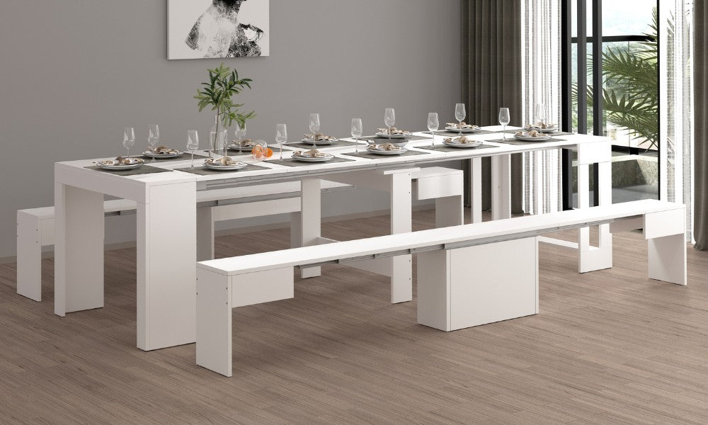 Panche Estensibili PRATIKA (2 pz) 66–290×25×45 cm – Salvaspazio, Vano Allunghe Integrato