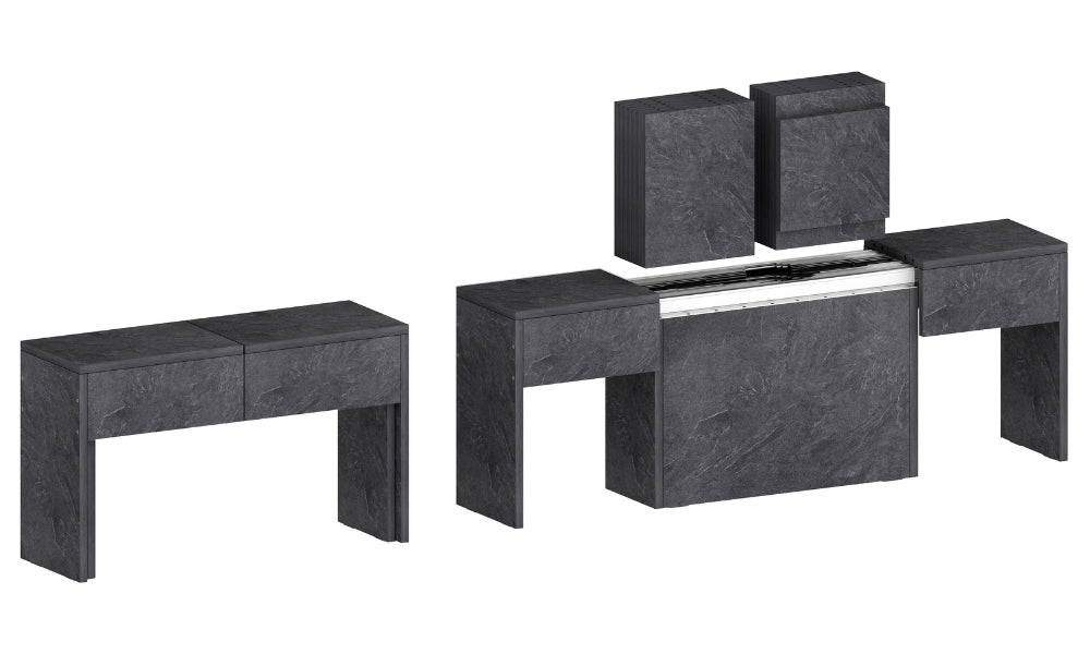 Set 2 Panche Allungabili PRATIKA - Ardesia, Salvaspazio Moderno Made in Italy