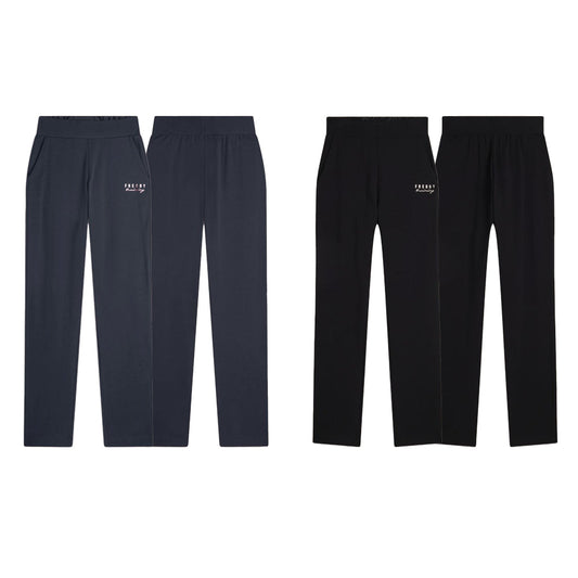Pantaloni sportivi regular fit in heavy jersey stretch, colore blu scuro, vita con coulisse, fondo dritto e spacchi laterali, logo Freddy