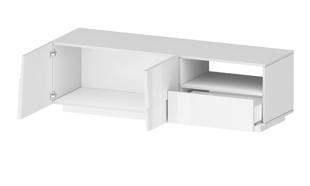 Porta TV PONGO 150 cm - Bianco Laccato, Design Moderno Made in Italy