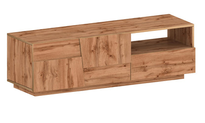 Porta TV PONGO 150 cm - Rovere Wotan, con ante, vano e cassetto
